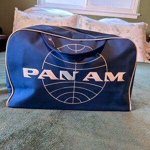 Pan Am 1950’s 60’s Blue Travel Bag Natco Warwick, RI USA Zipper PAA Vintage